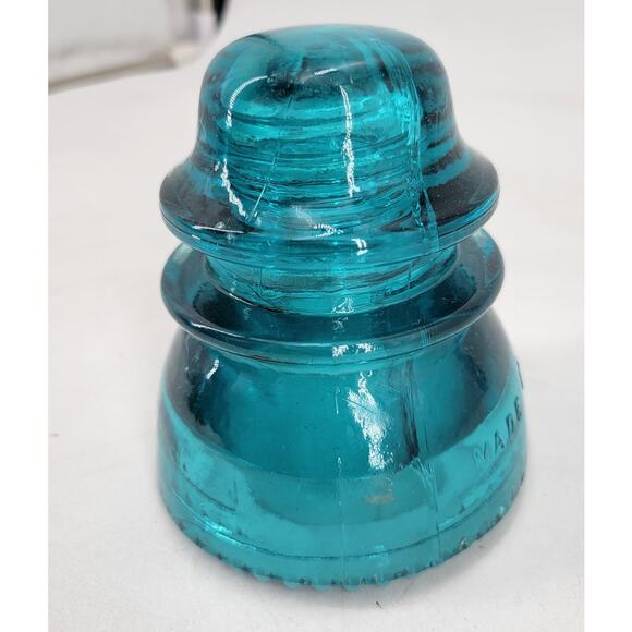 CD 154 Hemingray 42 Hemi Blue Antique Glass Telegraph Insulator Striations - Picture 3 of 9
